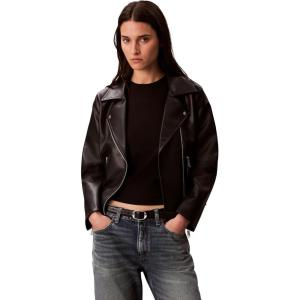 imageCalvin Klein Womens Classic Leather JacketBlack