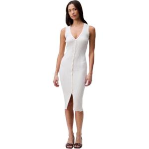 imageCalvin Klein Womens Cotton Rib VNeck Polo DressAntique White