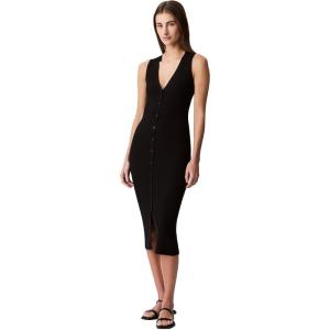 imageCalvin Klein Womens Cotton Rib VNeck Polo DressBlack