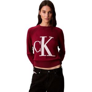 imageCalvin Klein Womens Monogram Logo Mockneck SweaterMagenta Jewel