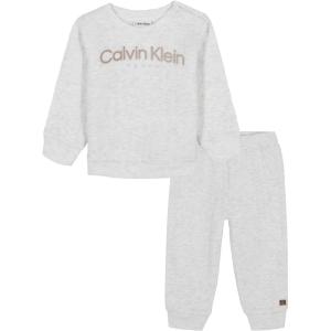 imageCalvin Klein babyboys 2 Pc Knit Jog SetIce Heather