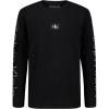 imageCalvin Klein Boys Long Sleeve Crew Neck TShirt Soft Comfortable Relaxed FitCk Sleeve Print Black