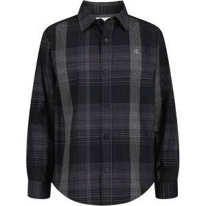 imageCalvin Klein Boys Long Sleeve Woven ButtonDown ShirtBlack Intricate Plaid