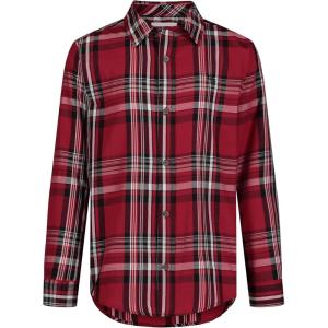 imageCalvin Klein Boys Long Sleeve Woven ButtonDown ShirtRed Dahlia Plaid