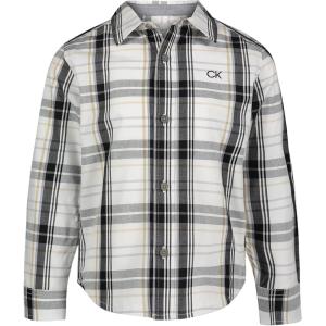 imageCalvin Klein Boys Long Sleeve Woven ButtonDown ShirtWhite Plaid