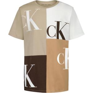 imageCalvin Klein Boys Short Sleeve Fashion Graphic Crew Neck TShirt Comfortable Relaxed FitBlock Party Island Fossil