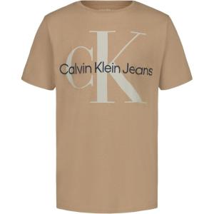 imageCalvin Klein Boys Short Sleeve Logo Crew Neck TShirt Soft Comfortable Relaxed FitMono Amphora