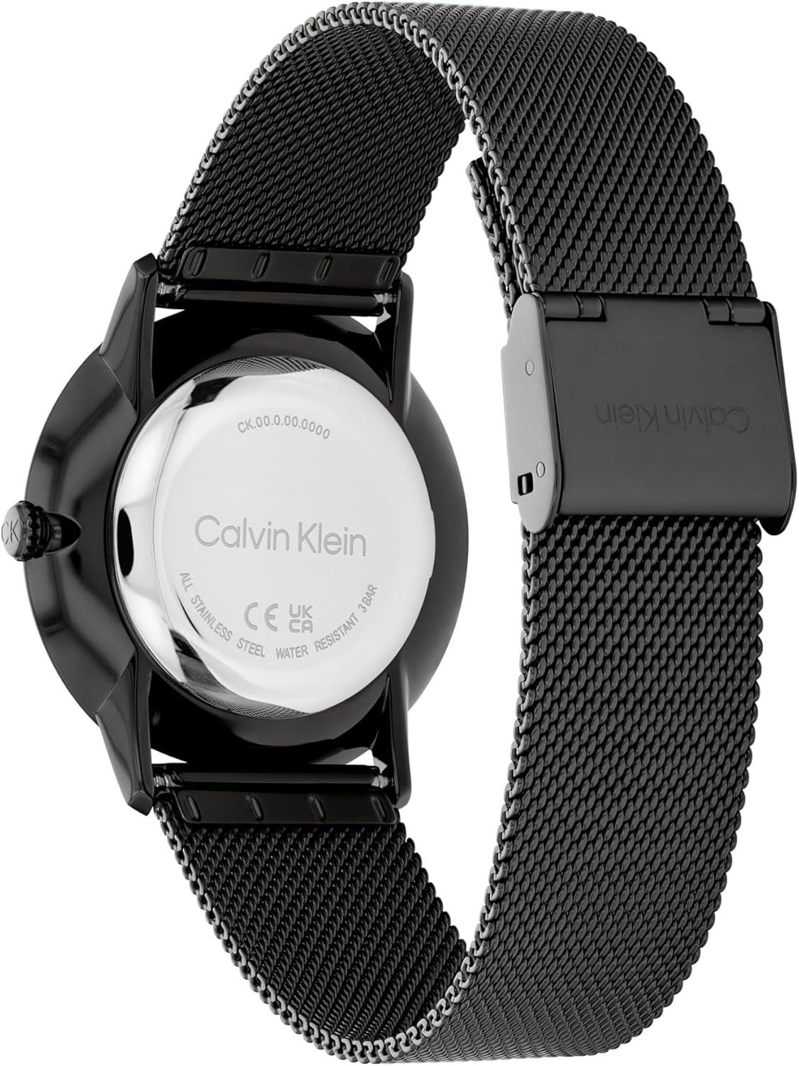 imageCalvin Klein Exceptional  Womens and Mens 2H Quartz Watch Stainless Steel with Mesh Bracelet  Water Resistant 3 ATM30 Meters  Trendy CK Watches for Him and Her  37 mmBlack