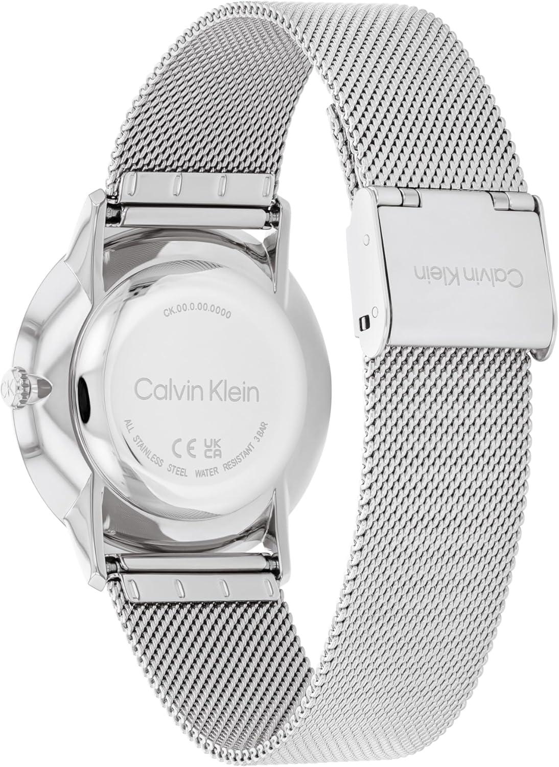 imageCalvin Klein Exceptional  Womens and Mens 2H Quartz Watch Stainless Steel with Mesh Bracelet  Water Resistant 3 ATM30 Meters  Trendy CK Watches for Him and Her  37 mmSilver
