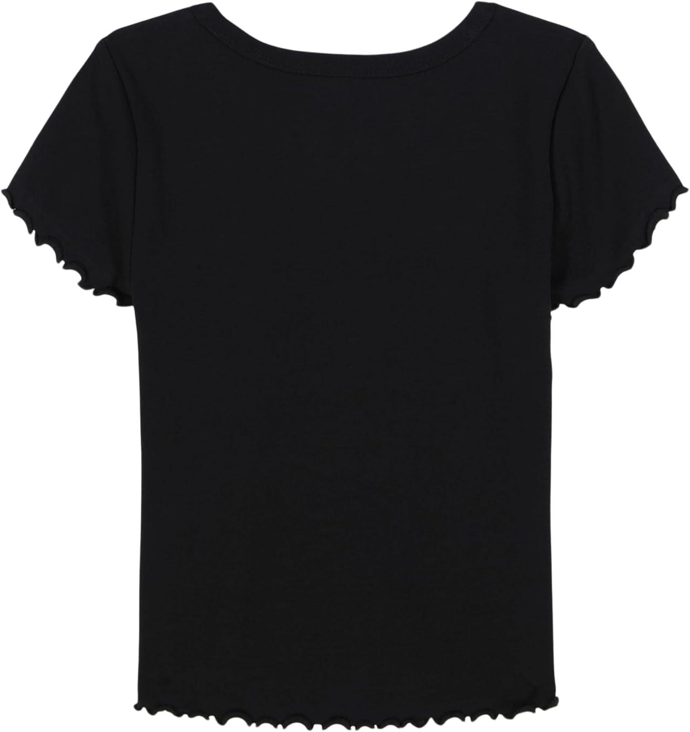 imageCalvin Klein Girls Short Sleeve Babydoll TShirt Soft ampamp ComfortableBlack Ribbed Nyc