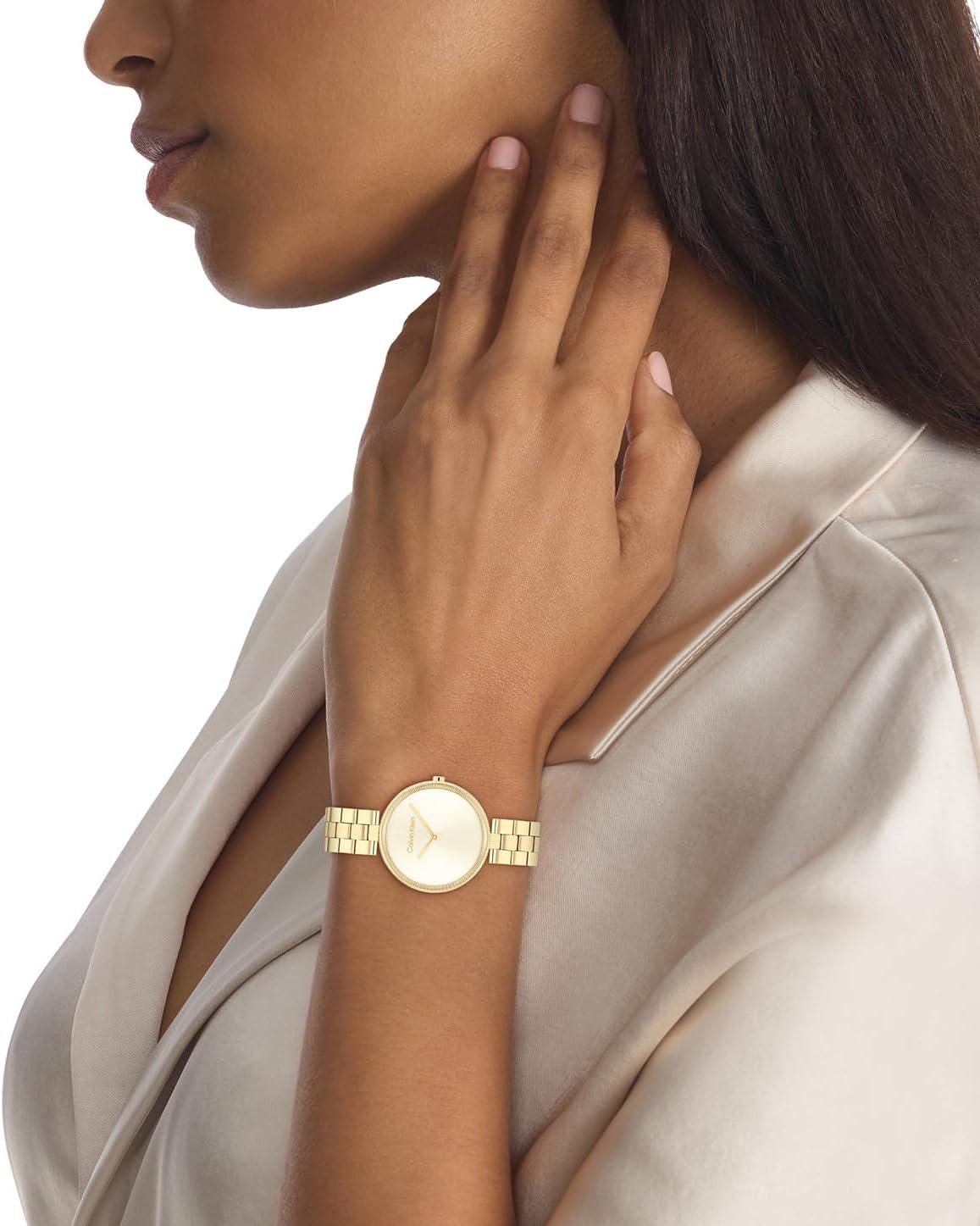 imageCalvin Klein Gleam  Womens 2H Quartz Watch Stainless Steel  Water Resistant 3 ATM30 Meters  A Timeless Elegance for Her Everyday Lifestyle  32 mmGold Plated