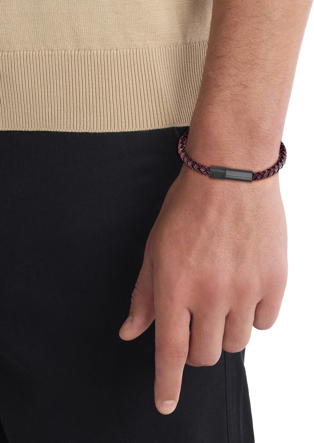 imageCalvin Klein Industrial Facets Jewelry Collection for Men  Leather Braided Bracelet with Adjustable Magnetic Closure  Premium Fashion Jewelry Accessory  Gift for HimBlackCherrywood