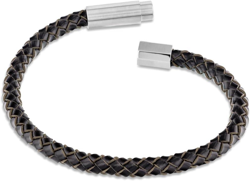 imageCalvin Klein Industrial Facets Jewelry Collection for Men  Leather Braided Bracelet with Adjustable Magnetic Closure  Premium Fashion Jewelry Accessory  Gift for HimBlackSilver