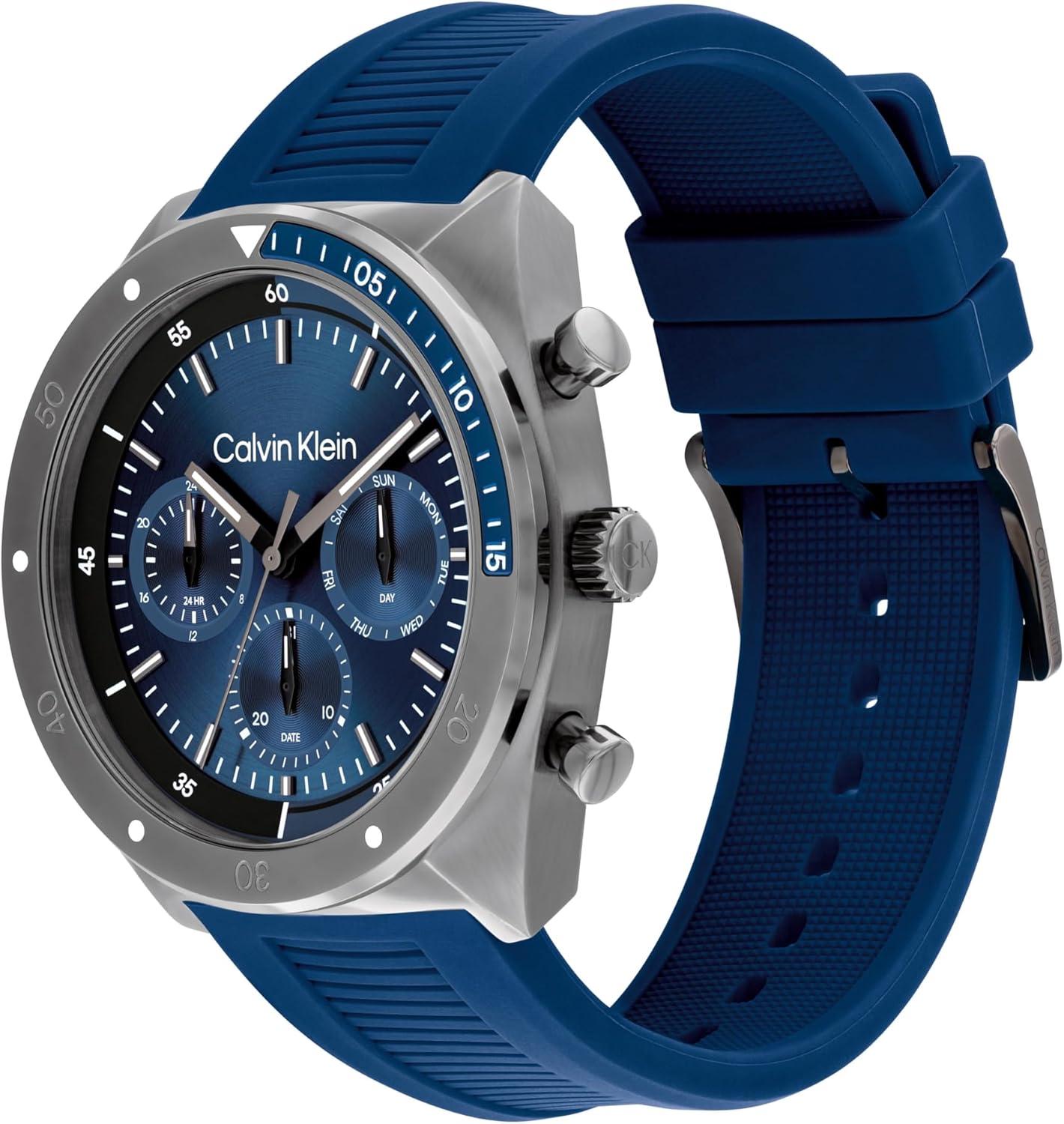 imageCalvin Klein Mens CK Flex  42mm Multifunction Watch  Sporty Stainless Steel Bracelet  Water Resistant up to 50 Meters  Premium Fashion Timepiece with a Bold Look  Gift for HimBlue