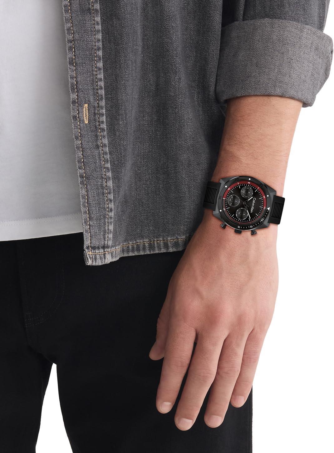 imageCalvin Klein Mens CK Flex  42mm Multifunction Watch  Sporty Stainless Steel Bracelet  Water Resistant up to 50 Meters  Premium Fashion Timepiece with a Bold Look  Gift for HimBlack