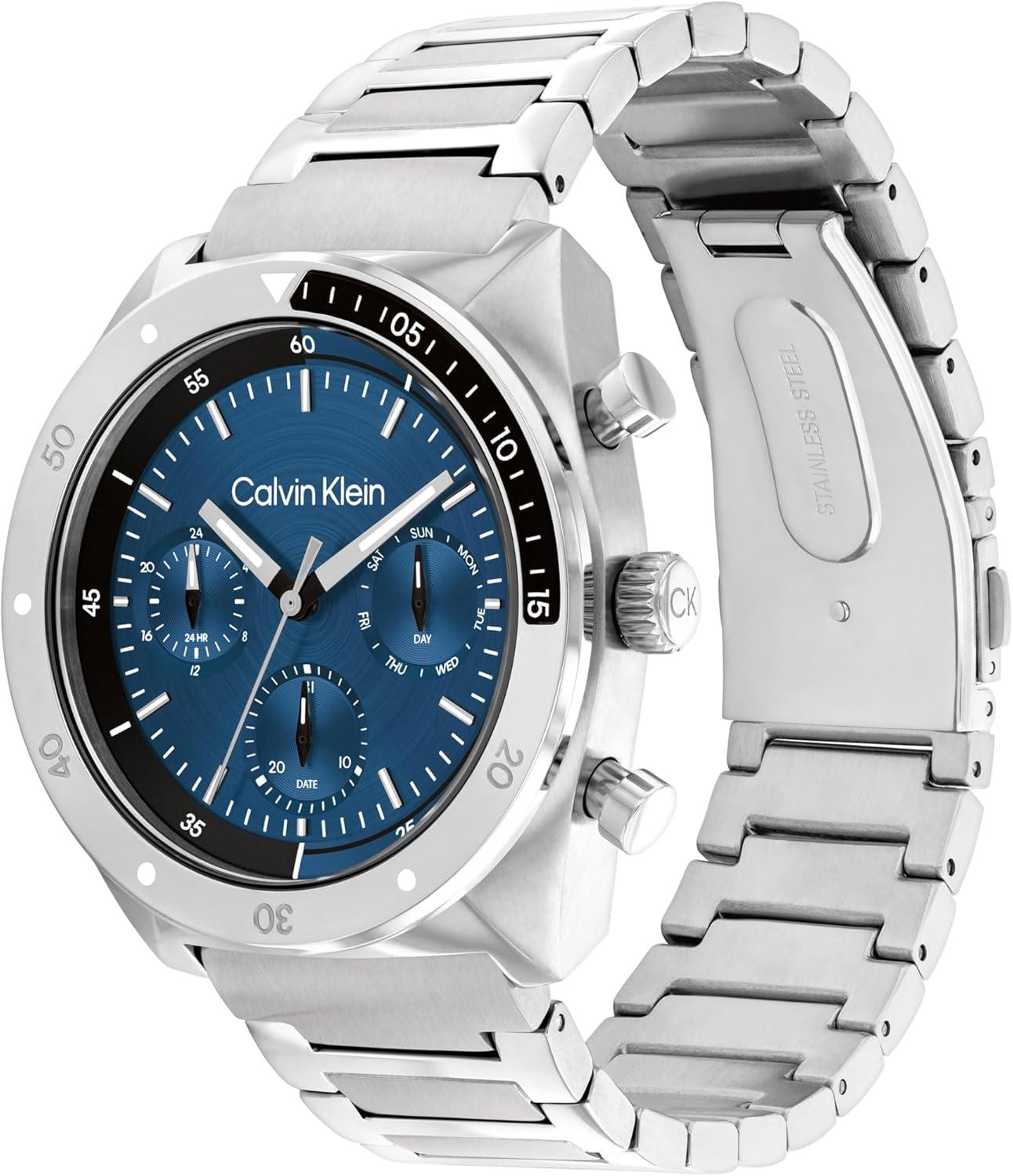 imageCalvin Klein Mens CK Flex  42mm Multifunction Watch  Sporty Stainless Steel Bracelet  Water Resistant up to 50 Meters  Premium Fashion Timepiece with a Bold Look  Gift for HimSilver