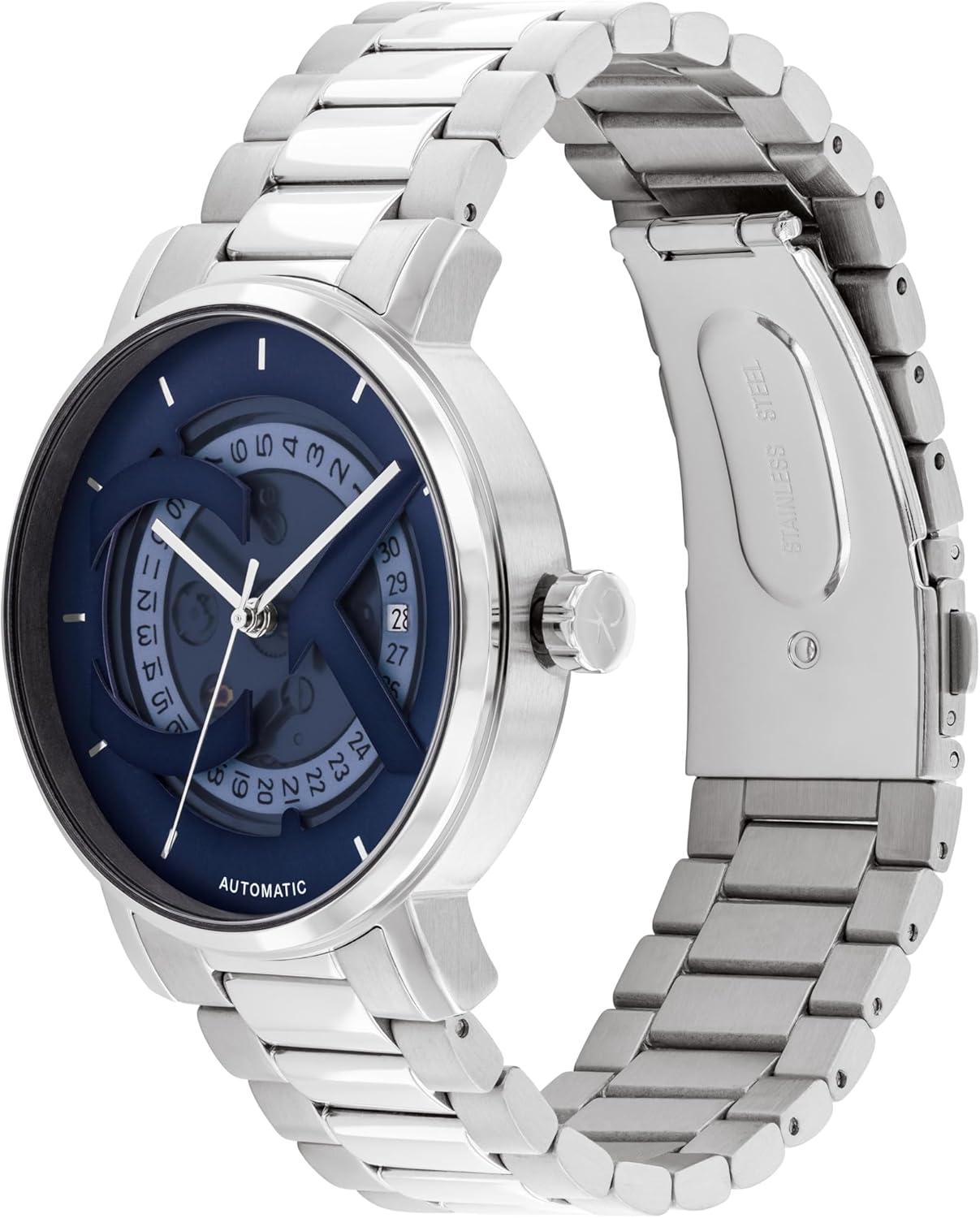 imageCalvin Klein Mens CK Iconic  40mm 3H Automatic Watch  Stainless Steel Bracelet  Water Resistance 30 Meters  SelfWinding Mechanical Movement  Luxury Timepiece  Gift for HimSilverBlue