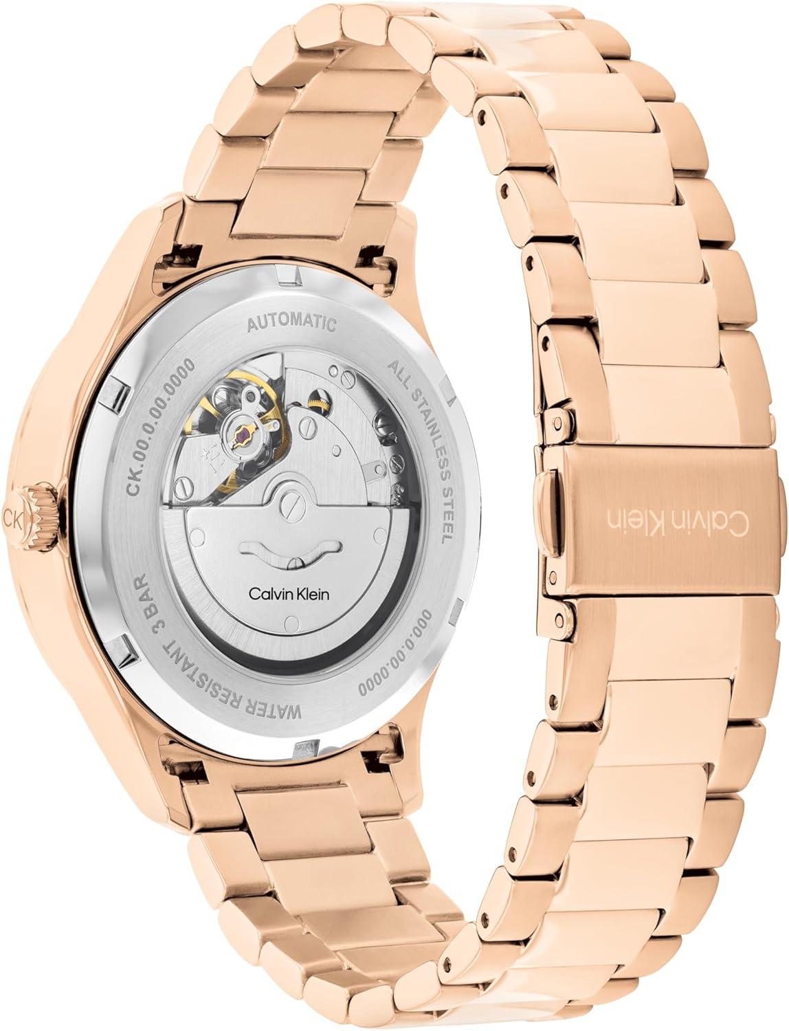 imageCalvin Klein Mens CK Iconic  40mm 3H Automatic Watch  Stainless Steel Bracelet  Water Resistance 30 Meters  SelfWinding Mechanical Movement  Luxury Timepiece  Gift for HimRose Plated