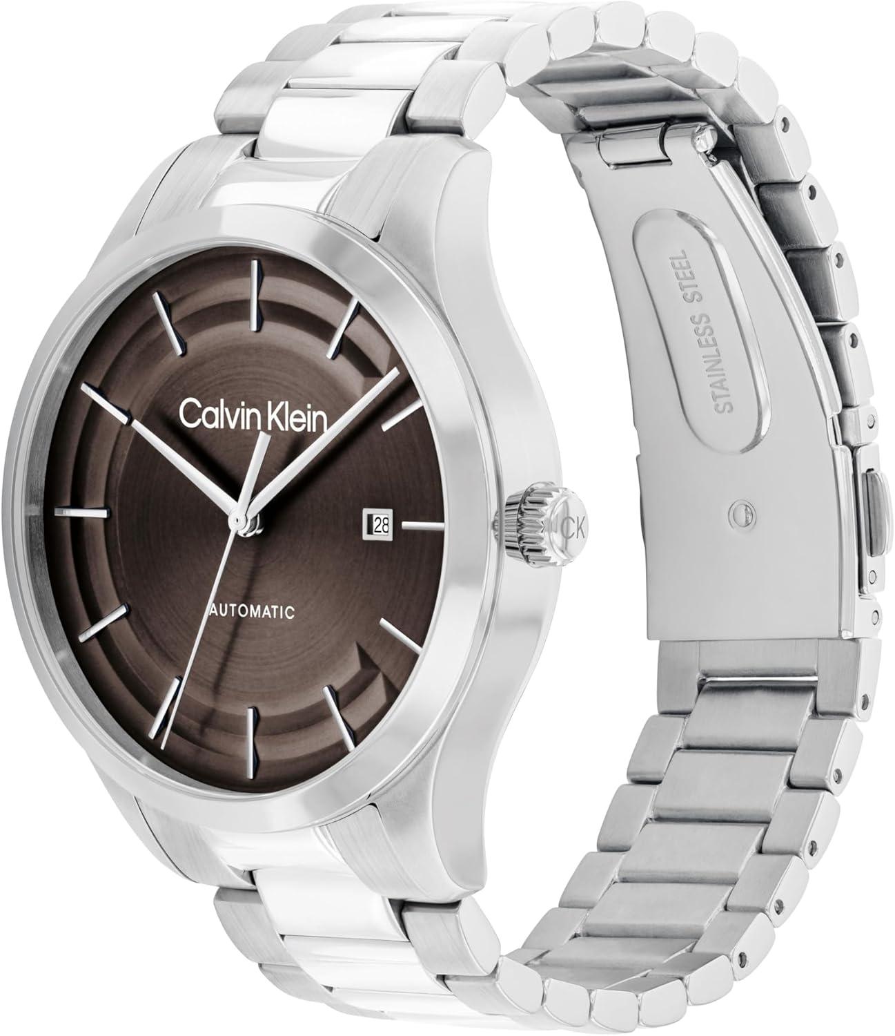 imageCalvin Klein Mens CK Iconic  40mm 3H Automatic Watch  Stainless Steel Bracelet  Water Resistance 30 Meters  SelfWinding Mechanical Movement  Luxury Timepiece  Gift for HimSilver