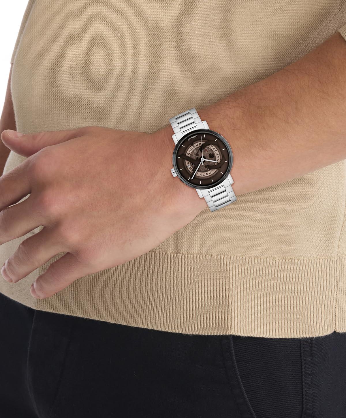 imageCalvin Klein Mens CK Iconic  40mm 3H Automatic Watch  Stainless Steel Bracelet  Water Resistance 30 Meters  SelfWinding Mechanical Movement  Luxury Timepiece  Gift for HimSilverBrown