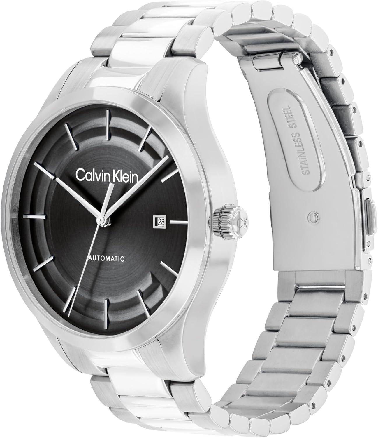 imageCalvin Klein Mens CK Iconic  40mm 3H Automatic Watch  Stainless Steel Bracelet  Water Resistance 30 Meters  SelfWinding Mechanical Movement  Luxury Timepiece  Gift for HimSilverBlack