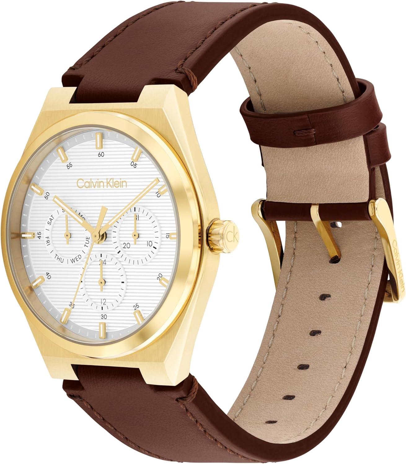 imageCalvin Klein Mens CK Motion Stainless Steel Watch  39mm Slim Case Multifunction Link Bracelet Versatile Everyday Style Gift for HimBrown