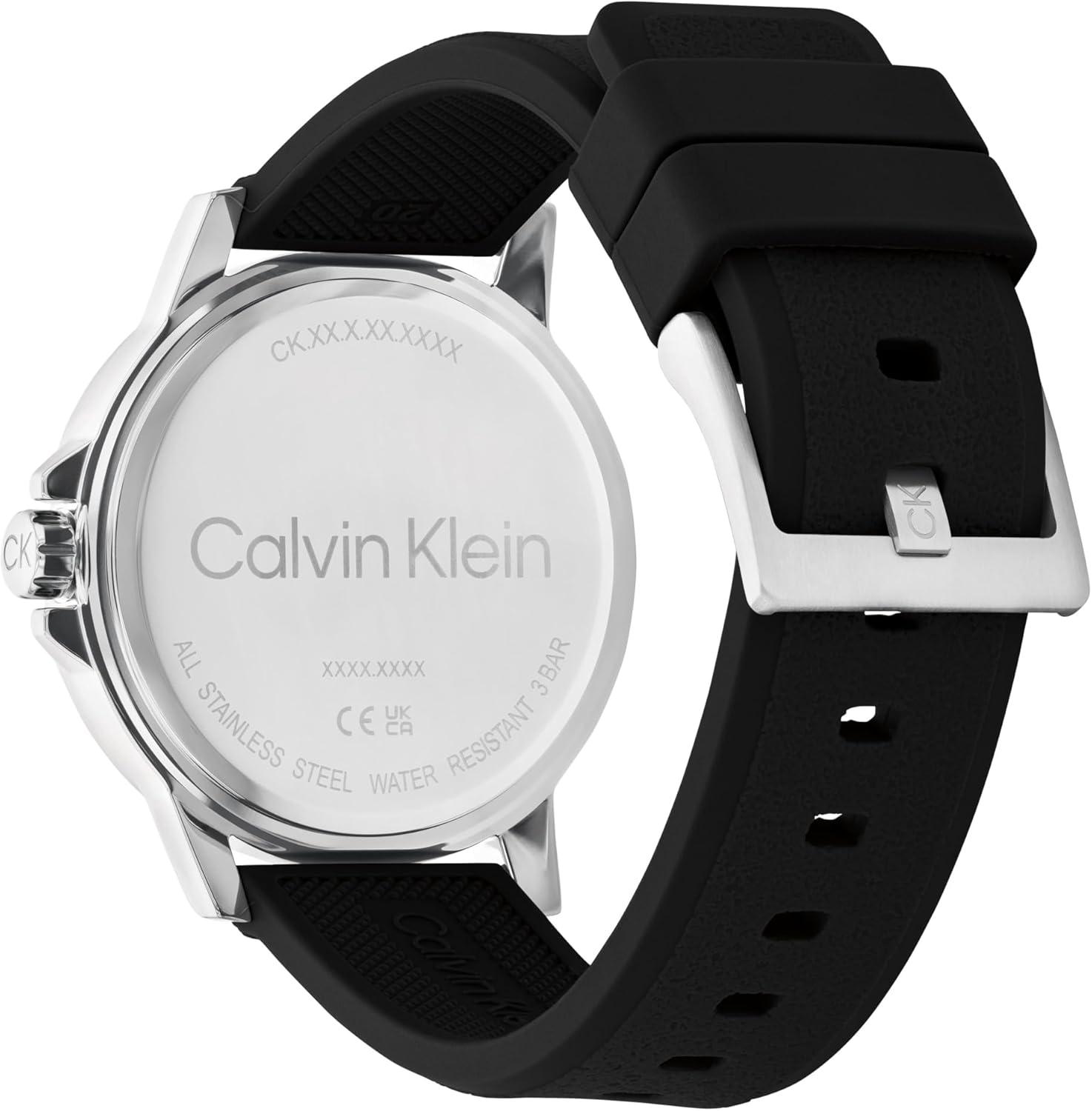 imageCalvin Klein Mens CK Reset  42mm 3H Quartz Watch  Sporty Silicone Strap  Water Resistance 30 Meters  Premium Fashion Timepiece with a Bold Look  Gift for HimBlack