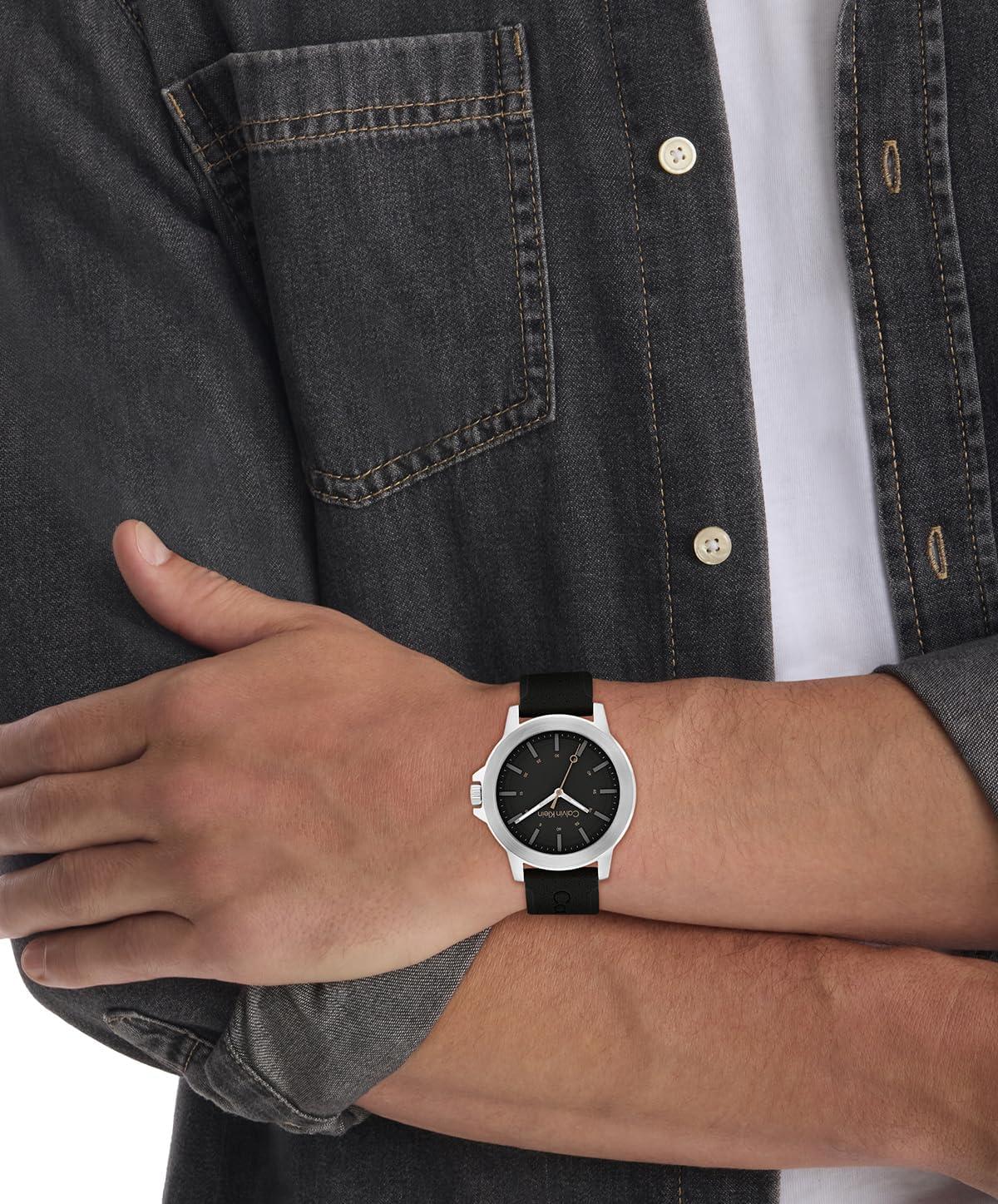 imageCalvin Klein Mens CK Reset  42mm 3H Quartz Watch  Sporty Silicone Strap  Water Resistance 30 Meters  Premium Fashion Timepiece with a Bold Look  Gift for HimBlack