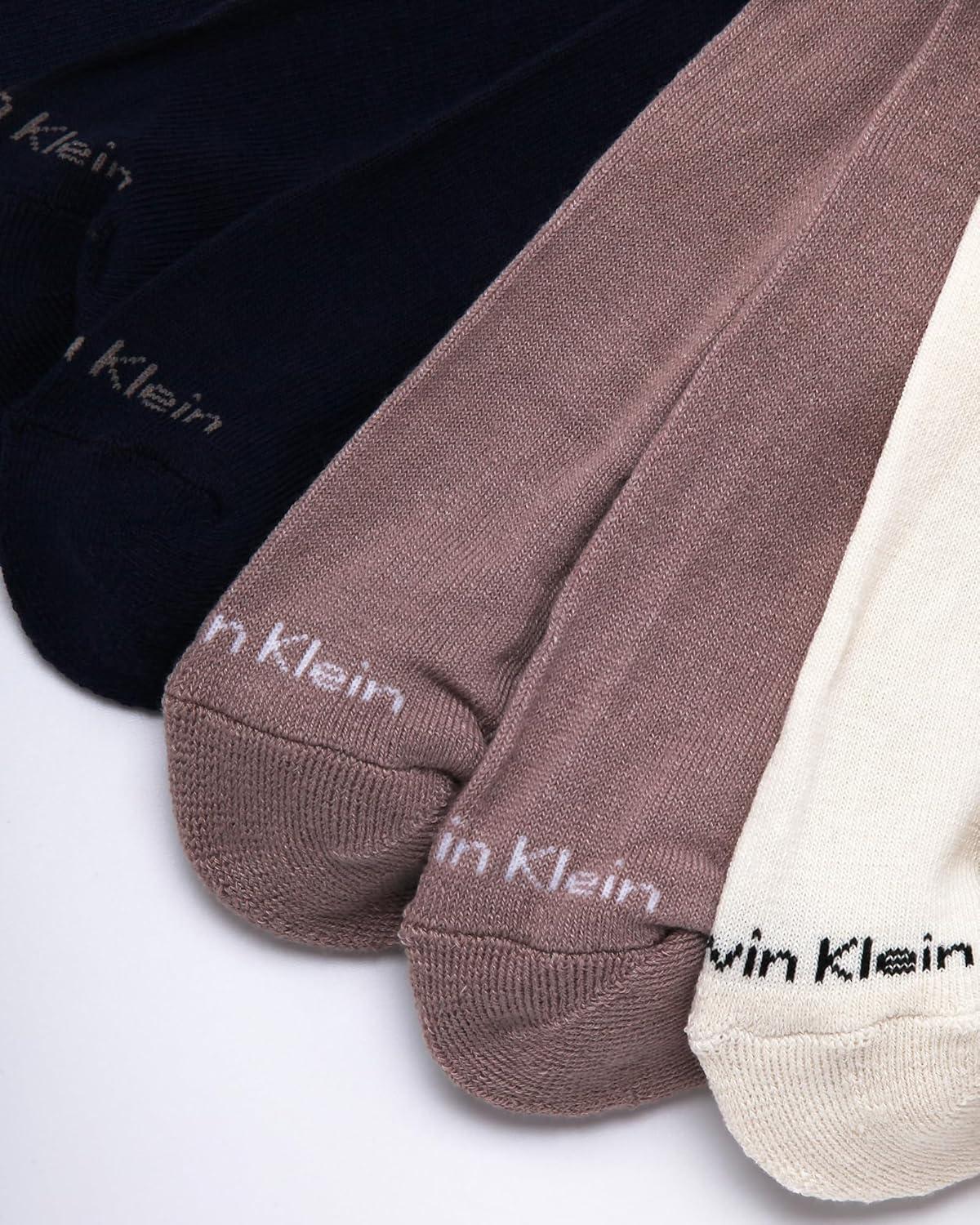 imageCalvin Klein Mens Dress Crew NonBinding Cotton Socks 6PackBeige Assorted