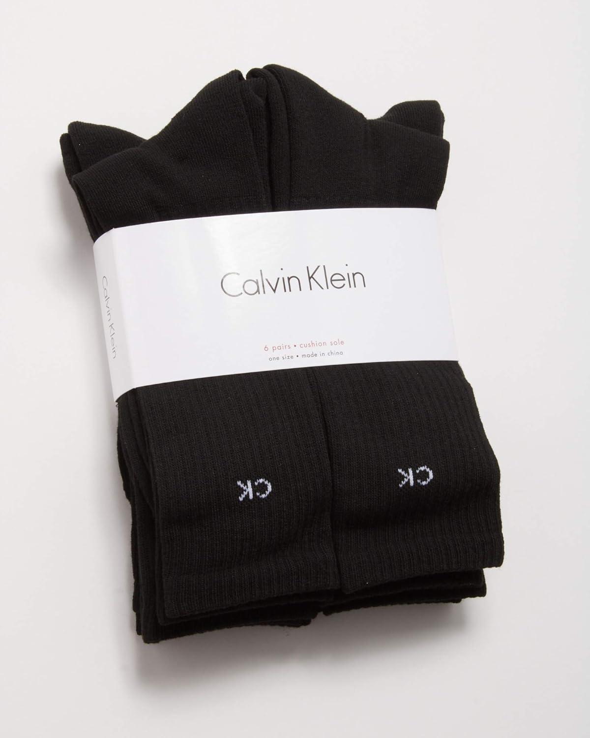 imageCalvin Klein Mens Dress Crew NonBinding Cotton Socks 6PackBlack