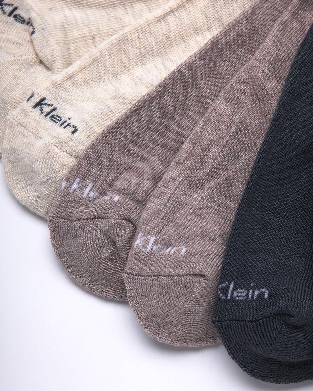 imageCalvin Klein Mens Dress Crew NonBinding Cotton Socks 6PackBlue Beige Assorted