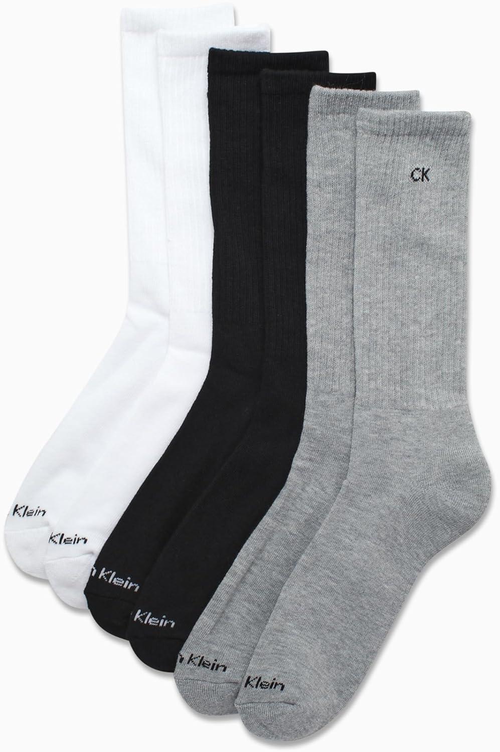 imageCalvin Klein Mens Dress Crew NonBinding Cotton Socks 6PackGrey Assorted