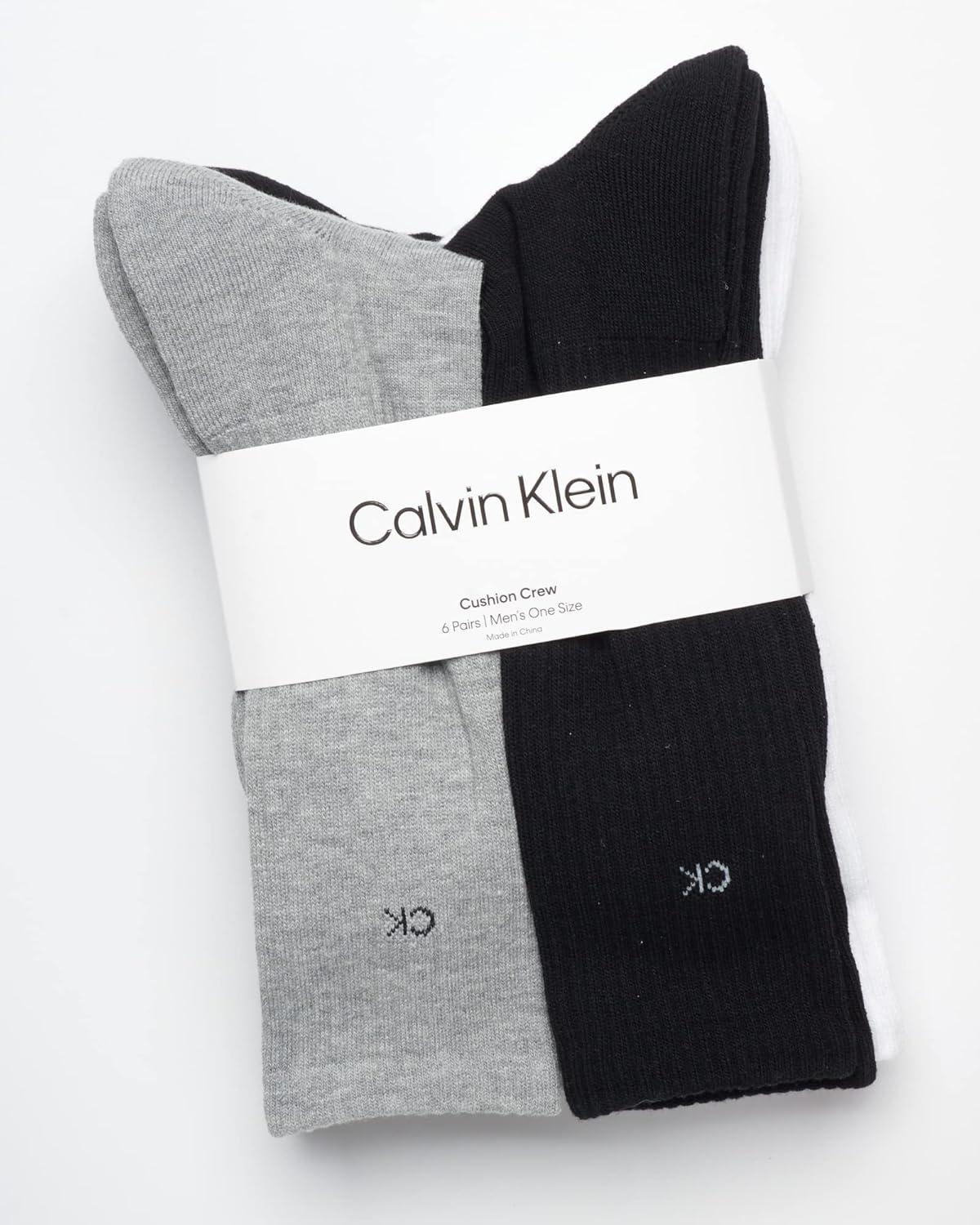 imageCalvin Klein Mens Dress Crew NonBinding Cotton Socks 6PackGreyBlackWhite