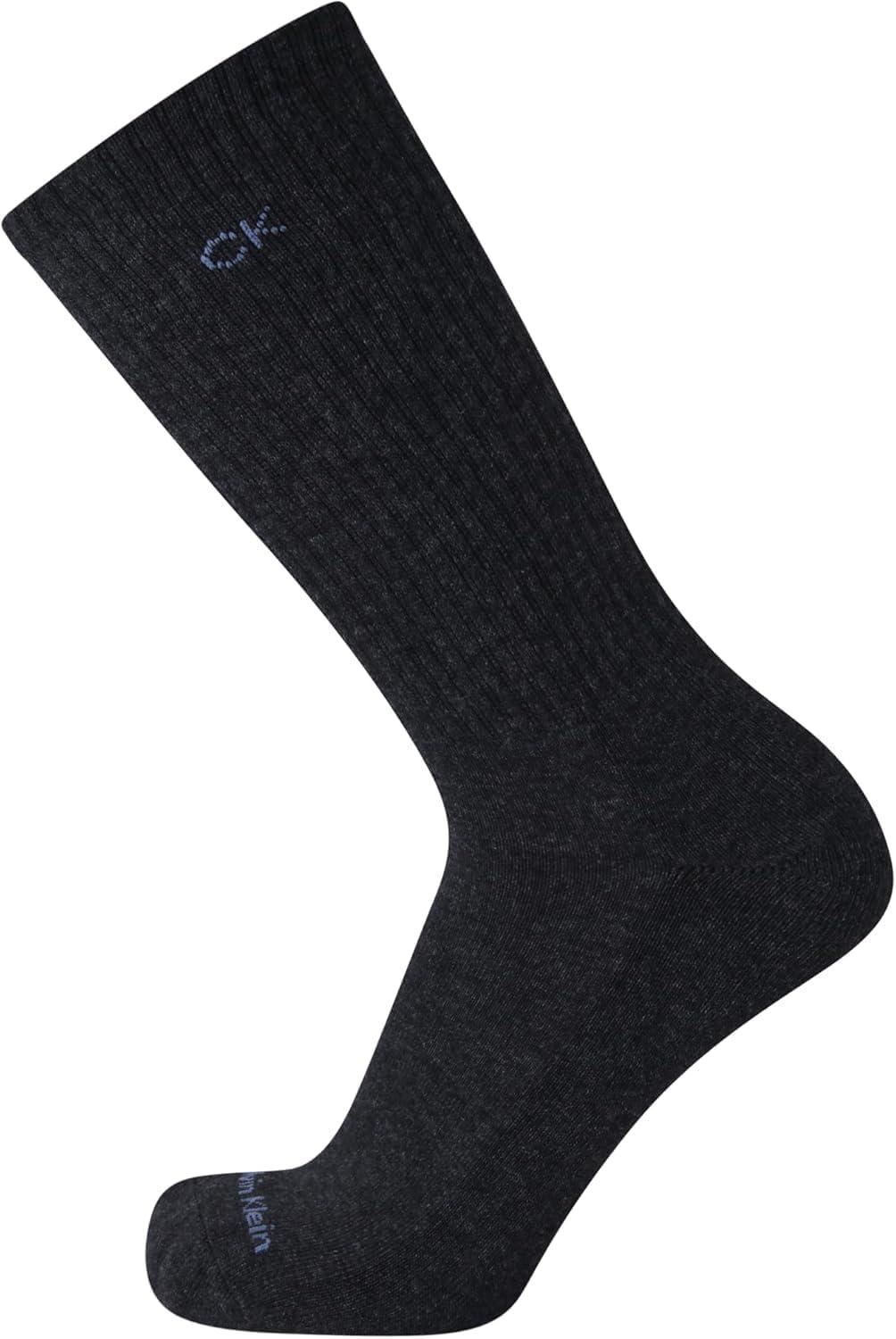 imageCalvin Klein Mens Dress Crew NonBinding Cotton Socks 6PackHeather Assorted