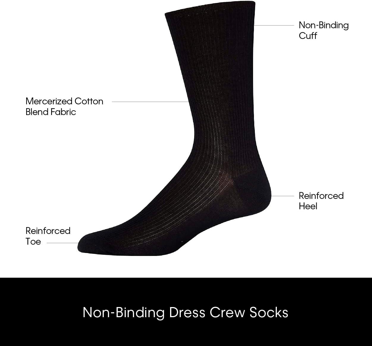 imageCalvin Klein Mens Dress Crew NonBinding Cotton Socks 6PackHeather Assorted