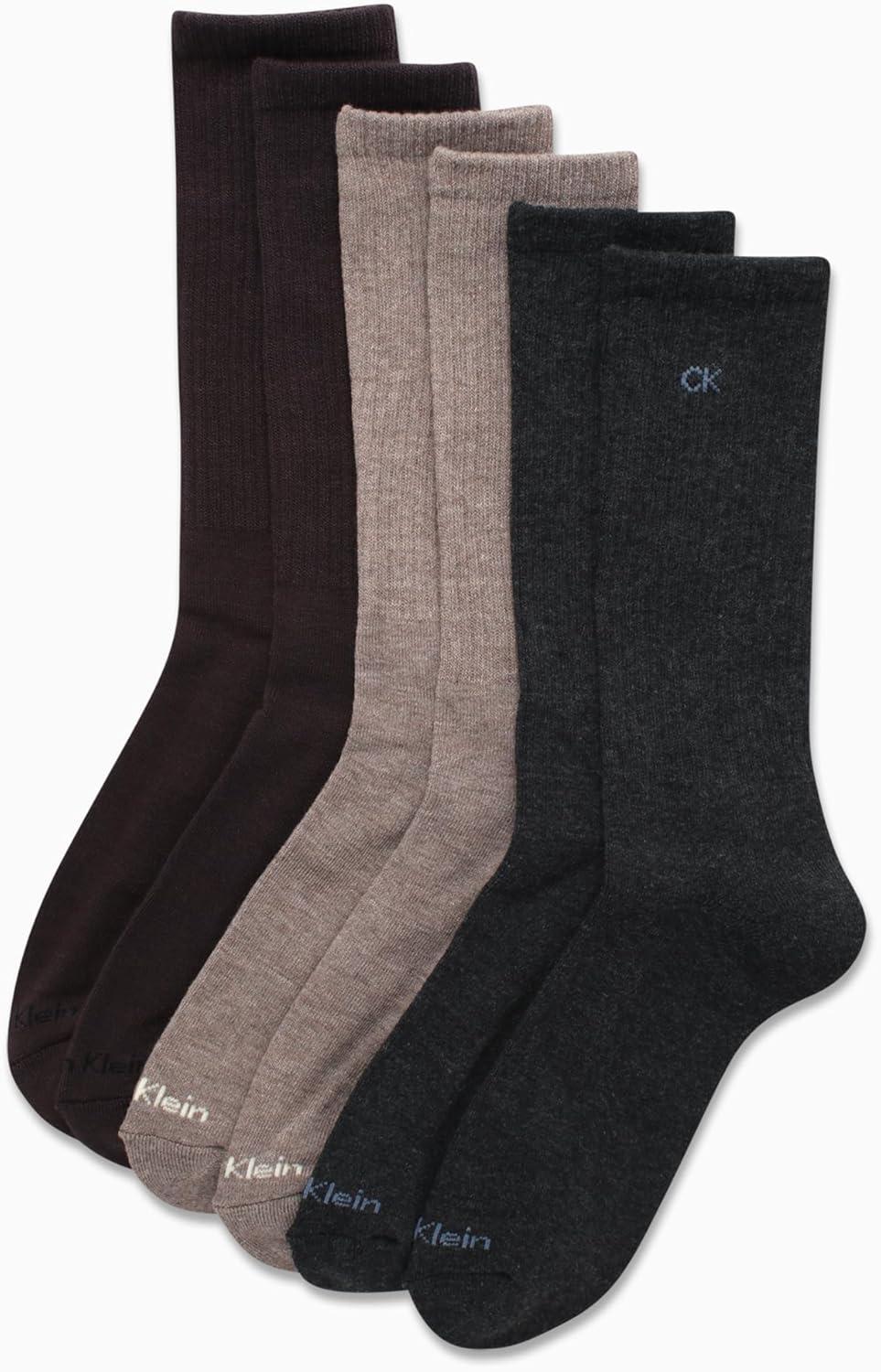 imageCalvin Klein Mens Dress Crew NonBinding Cotton Socks 6PackHeather Assorted