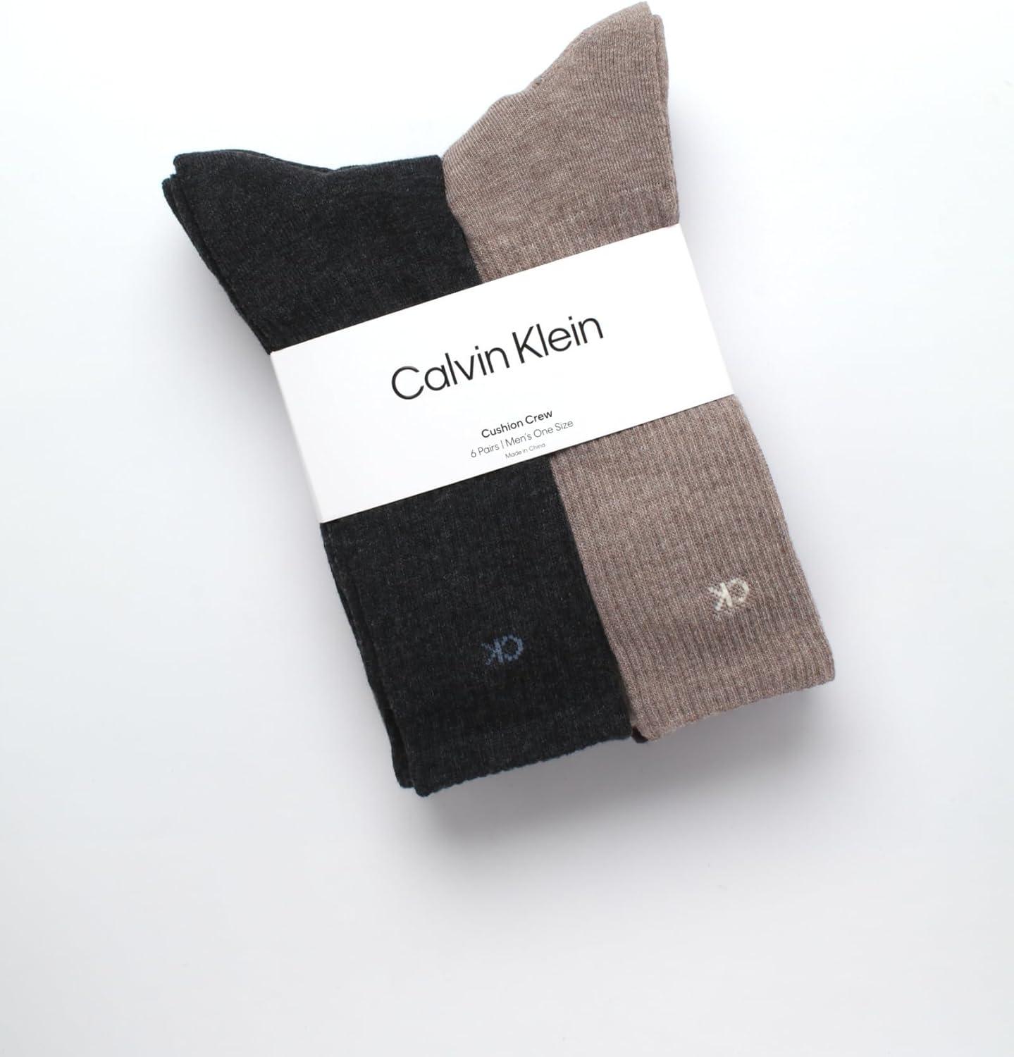 imageCalvin Klein Mens Dress Crew NonBinding Cotton Socks 6PackHeather Assorted