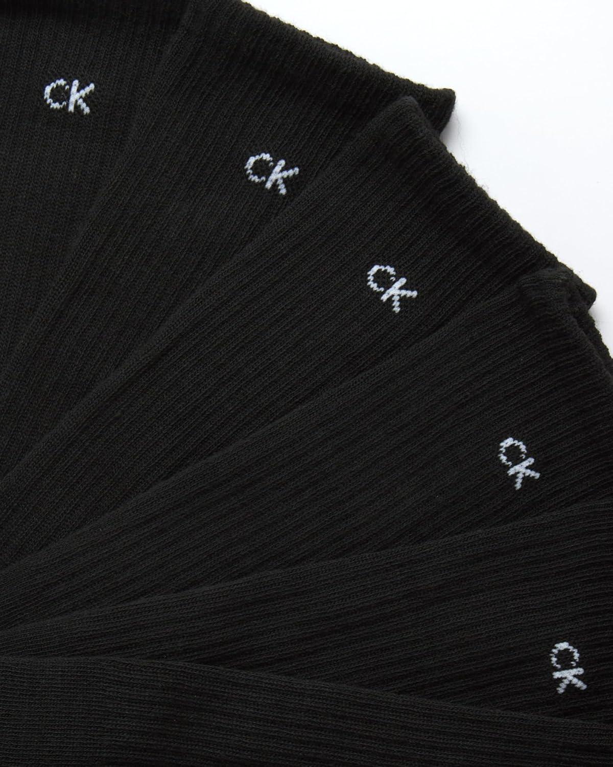 imageCalvin Klein Mens Dress Crew NonBinding Cotton Socks 6PackPure Black