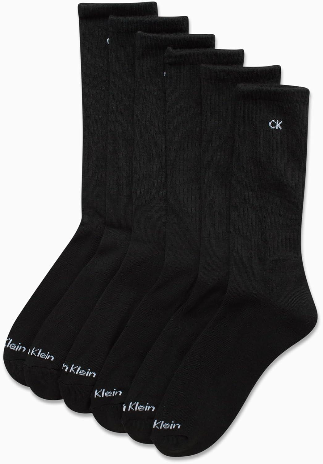 imageCalvin Klein Mens Dress Crew NonBinding Cotton Socks 6PackPure Black