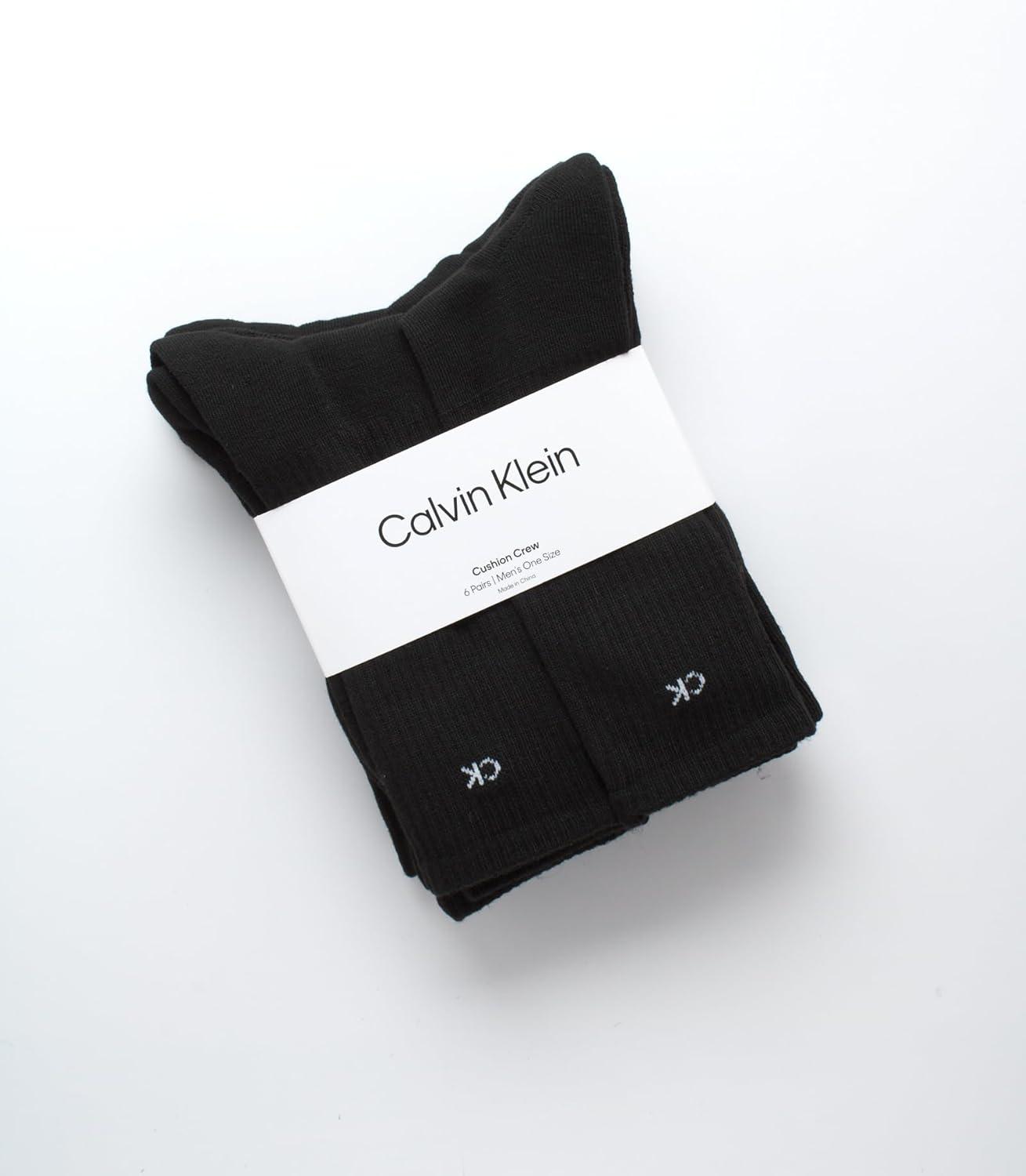 imageCalvin Klein Mens Dress Crew NonBinding Cotton Socks 6PackPure Black