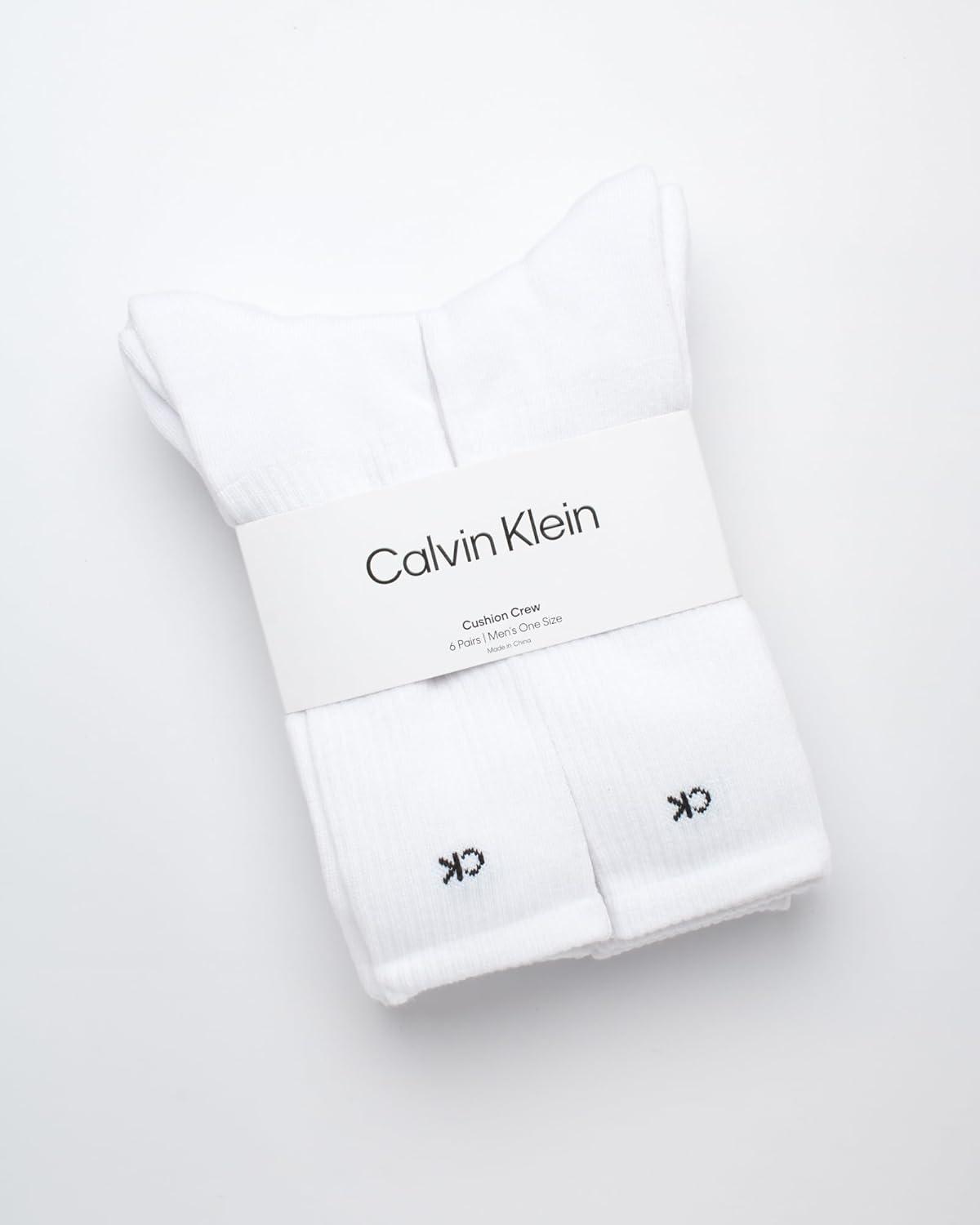 imageCalvin Klein Mens Dress Crew NonBinding Cotton Socks 6PackPure White