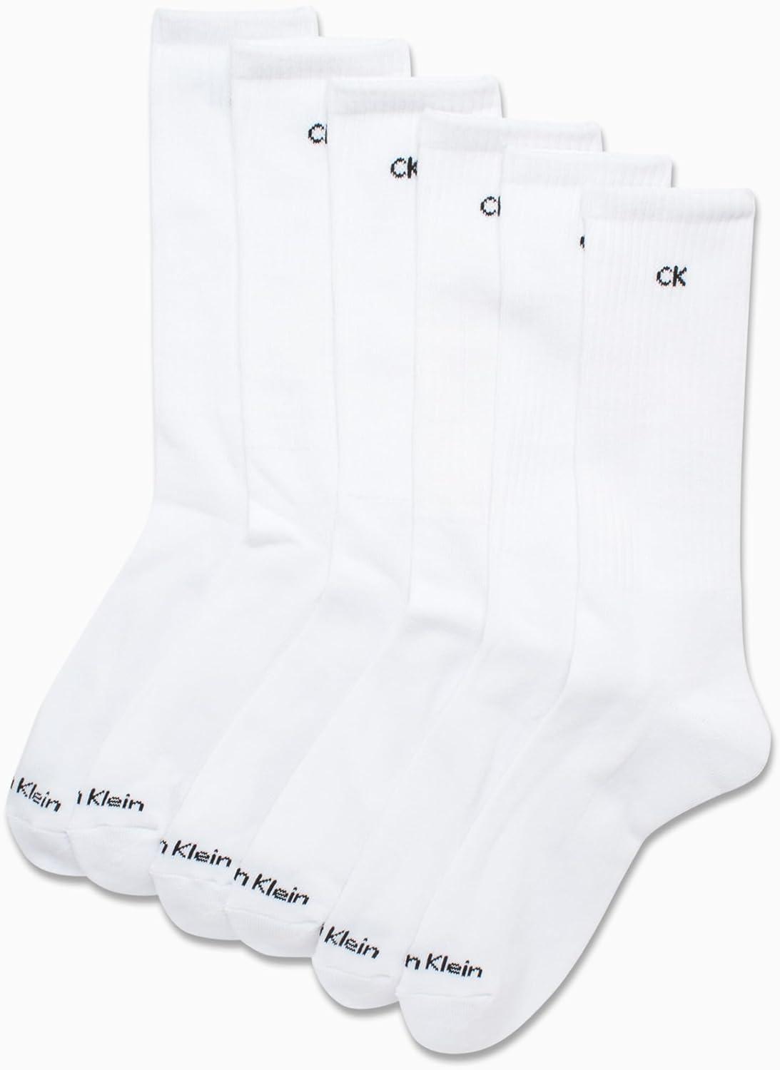 imageCalvin Klein Mens Dress Crew NonBinding Cotton Socks 6PackPure White