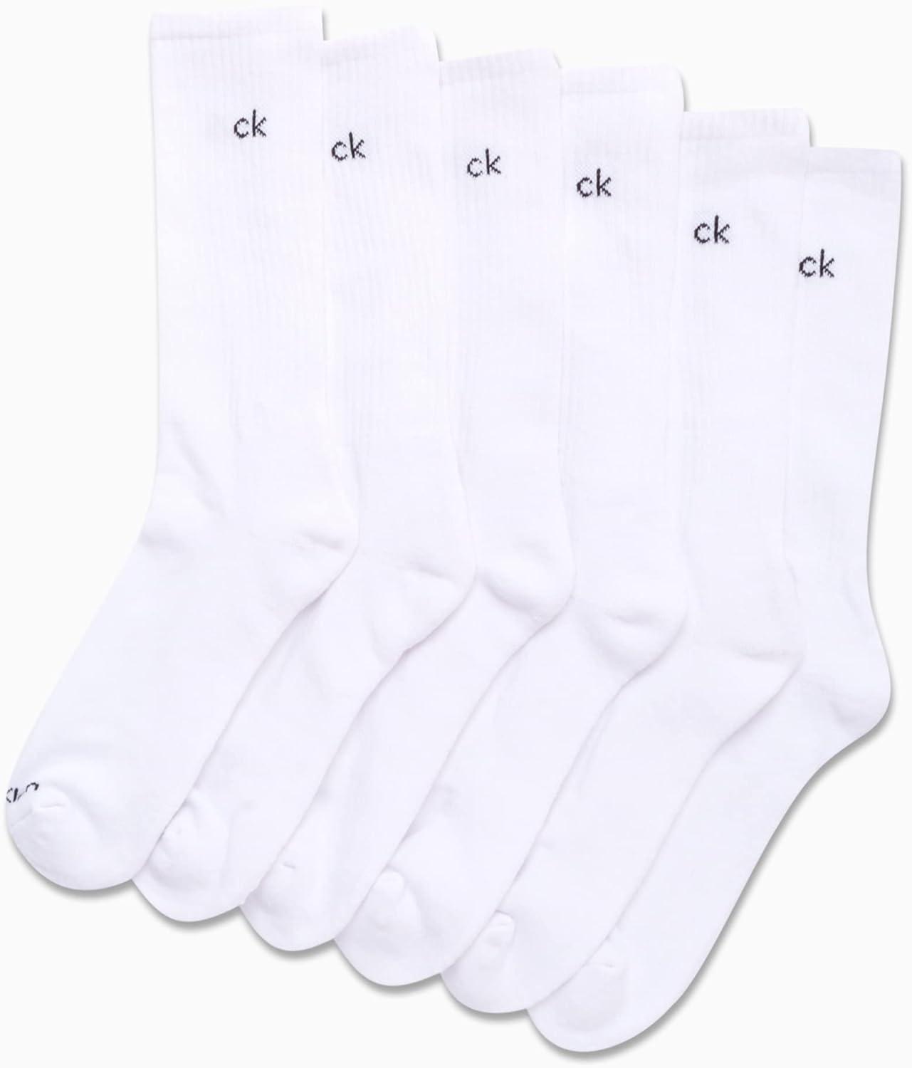 imageCalvin Klein Mens Dress Crew NonBinding Cotton Socks 6PackWhite