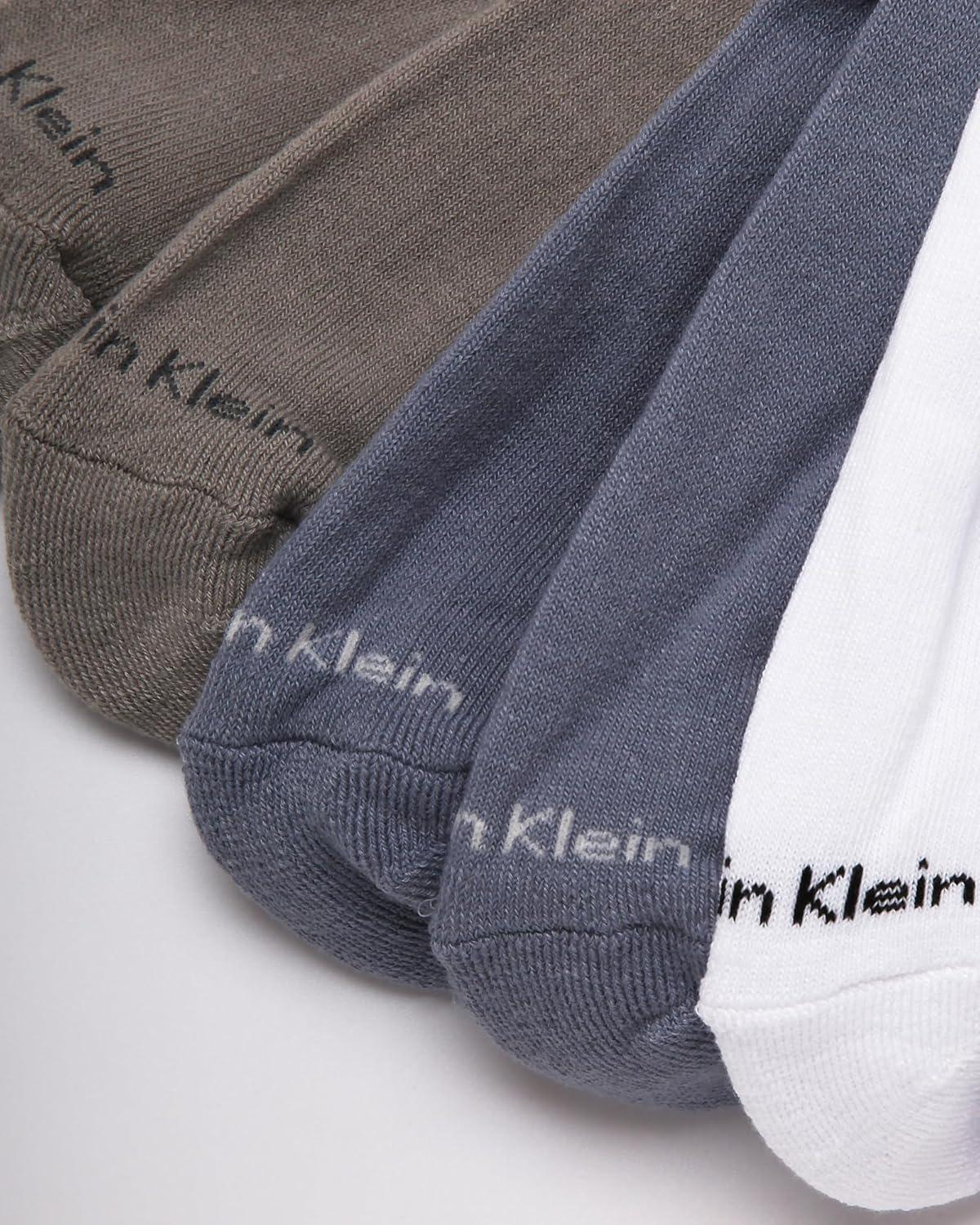 imageCalvin Klein Mens Dress Crew NonBinding Cotton Socks 6PackWhite Blue Multi