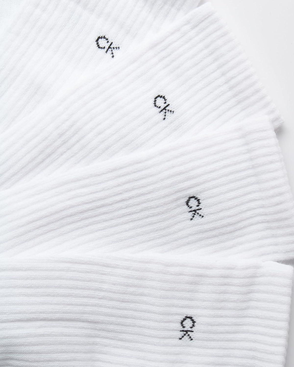 imageCalvin Klein Mens Dress Crew NonBinding Cotton Socks 6PackWhite Logo