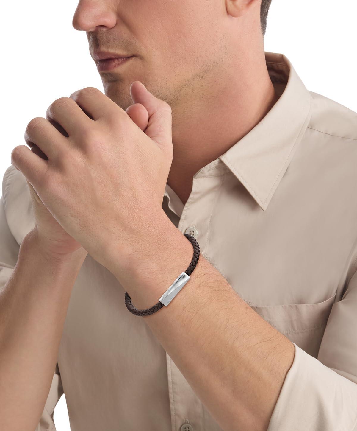 imageCalvin Klein Mens Jewelry  Iconic ID Black Leather Bracelet  Modern Elegance  Premium Fashion for Everyday Wear  Gift for HimChocolate