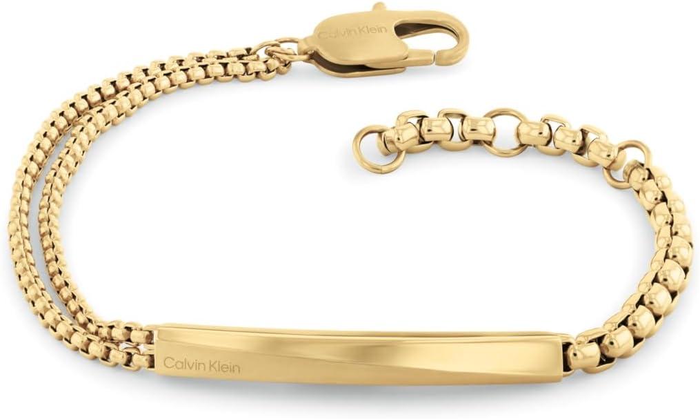 imageCalvin Klein Mens Jewelry  Iconic ID Chain Link Bracelet  Stainless Steel  Modern Statement Accessory  Gift for HimGold Plated