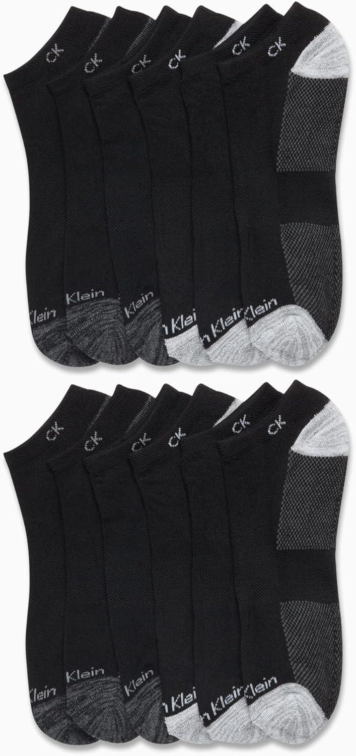 imageCalvin Klein Mens No Show Lightweight Cushioned Low Cut Socks 12 PackBlack