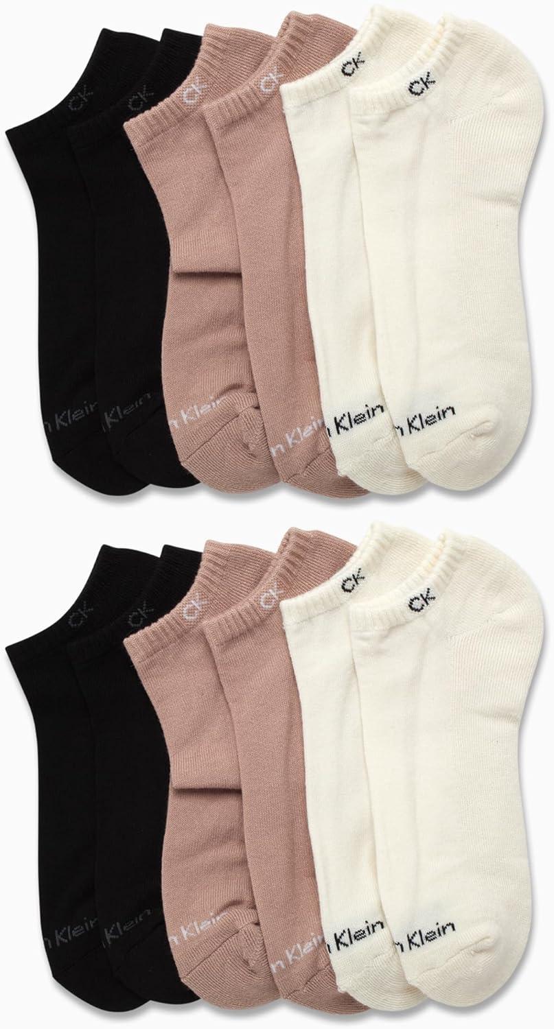 imageCalvin Klein Mens No Show Lightweight Cushioned Low Cut Socks 12 PackIvory Assorted