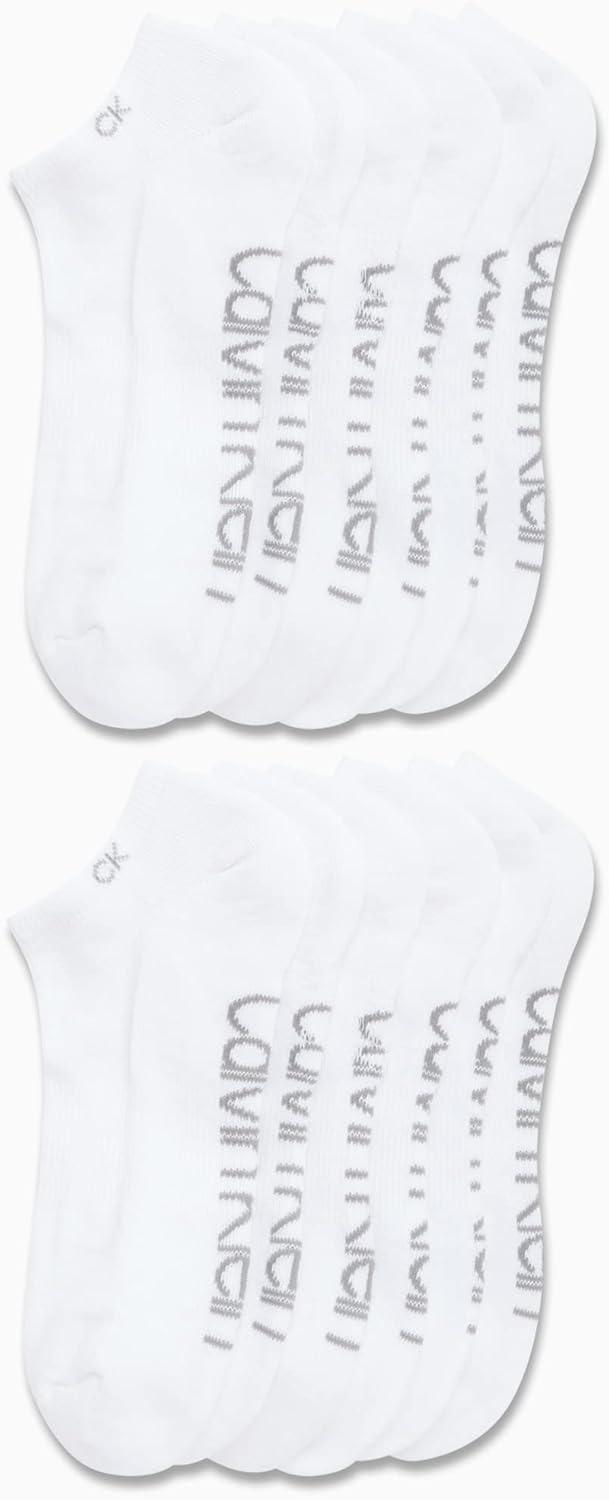 imageCalvin Klein Mens No Show Lightweight Cushioned Low Cut Socks 12 PackTrue White